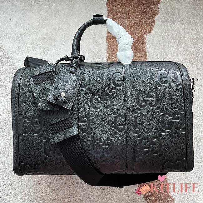 Kitlife Gucci GG Black Leather Duffle Bag - 45 x 29 x 25 cm - 1