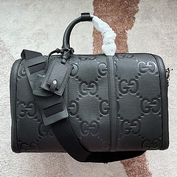 Kitlife Gucci GG Black Leather Duffle Bag - 45 x 29 x 25 cm