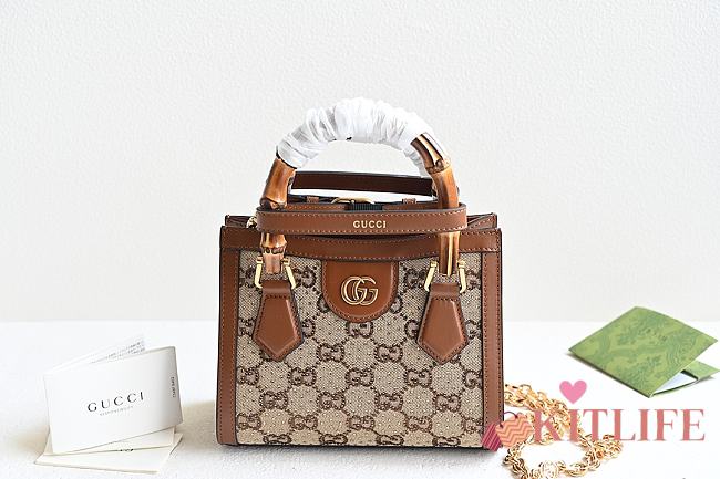 Kitlife Gucci DIANA MINI TOTE Bag Brown - 20 x 16 x 10 cm - 1