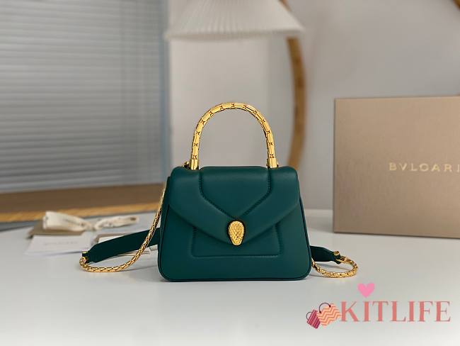 Kitlife Bvlgari Serpenti Reverse small top handle bag in Green - 20 X 14 X 10 cm - 1