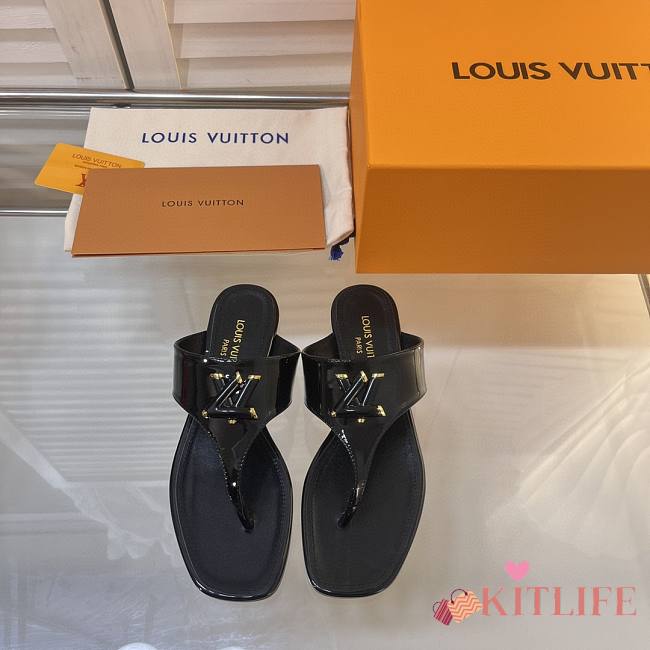 Kitlife Louis Vuitton Shake Flat Thong Black  - 1