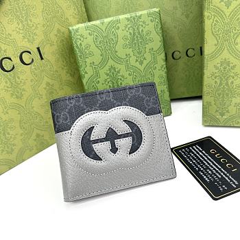 GUCCI WALLET WITH CUT-OUT INTERLOCKING G GRAY- 11 X 10 X 1.5 cm