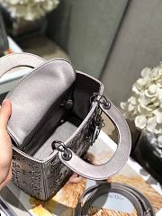 Kitlife Dior Mini Lady Gray Satin Rhinestones Cannage - 17x15x7cm - 6