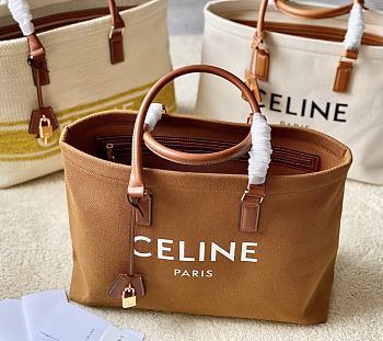 Kiltife Celine Women's Casual Style A4 Canvas & Leather Tote Brown - 44 x 32 x 16 cm