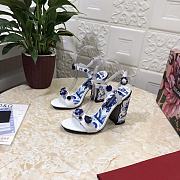 Kitlife D&G Printed Jewel Block-Heel Sandals Blue - 1