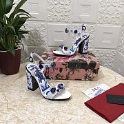 Kitlife D&G Printed Jewel Block-Heel Sandals Blue - 6