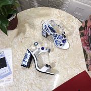 Kitlife D&G Printed Jewel Block-Heel Sandals Blue - 2