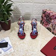 Kitlife D&G Printed Jewel Block-Heel Sandals Red - 5