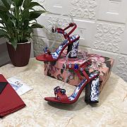 Kitlife D&G Printed Jewel Block-Heel Sandals Red - 4