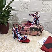 Kitlife D&G Printed Jewel Block-Heel Sandals Red - 3