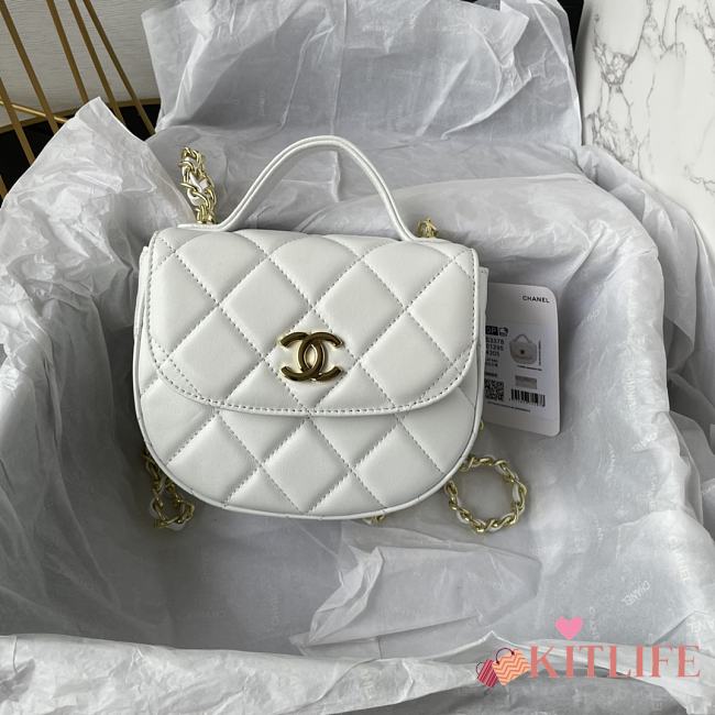 Kitlife Chanel Calfskin Gold CC Logo White Flap - 16 x 12 x 6 cm - 1