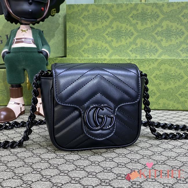 Gucci GG Marmont bag Black Chevron Matelasse - 12 x 12.5 x 7 cm - 1