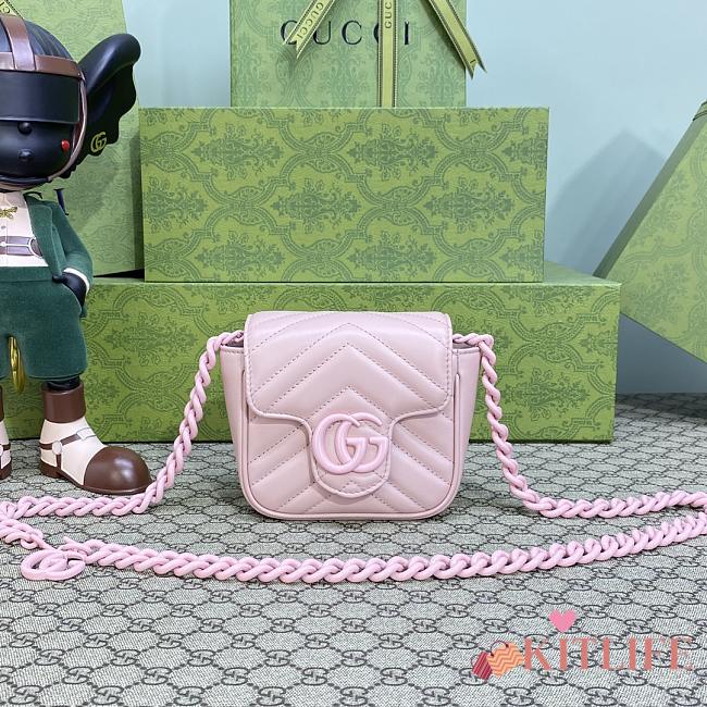 Gucci GG Marmont bag Pink Chevron Matelasse - 12 x 12.5 x 7 cm - 1