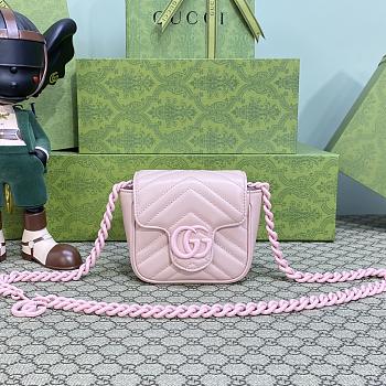 Gucci GG Marmont bag Pink Chevron Matelasse - 12 x 12.5 x 7 cm