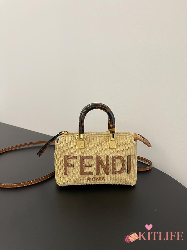 Kitlife Fendi By The Way Mini Natural straw small Boston bag - 17 x 18 x 8 cm - 1