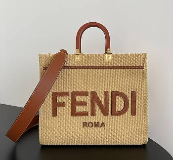 Fendi Sunshine Medium Shopper in natural straw - 31 x 17 x 35 cm