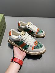 GUCCI Screener Gg Webbing-trimmed Distressed Leather And Printed Canvas Sneaker - 1