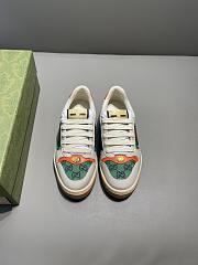 GUCCI Screener Gg Webbing-trimmed Distressed Leather And Printed Canvas Sneaker - 4