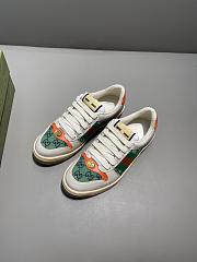 GUCCI Screener Gg Webbing-trimmed Distressed Leather And Printed Canvas Sneaker - 3