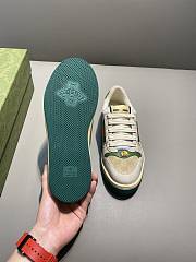 GUCCI Screener Gg Webbing-trimmed Distressed Leather And Printed Canvas Sneaker Green - 3