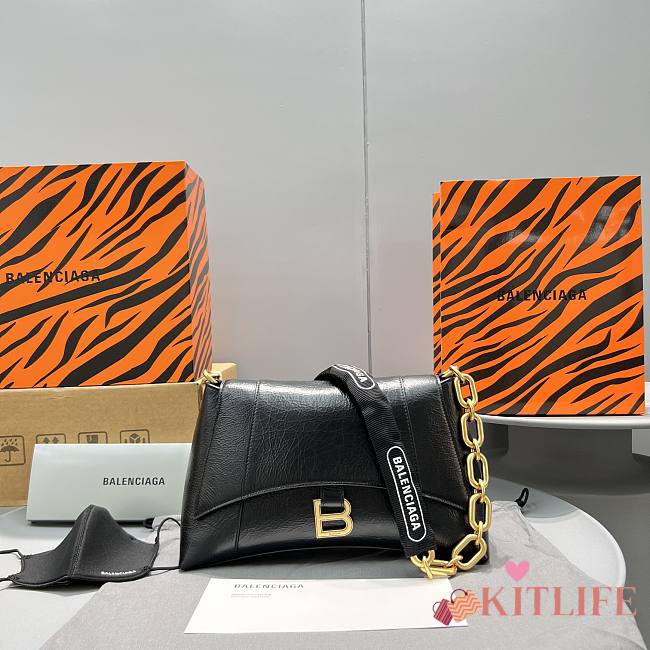 Kitlife Balenciaga Downtown Chain Shoulder Bag Black - 25.5 x 6x 16 cm  - 1