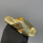 Kitlife Prada Saffiano leather crisscross sandals Gold - 5