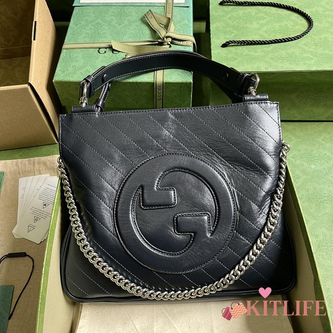 KITLIFE GUCCI BLONDIE LEATHER TOTE BAG BLACK - 30 x 24 x 6 cm - 1
