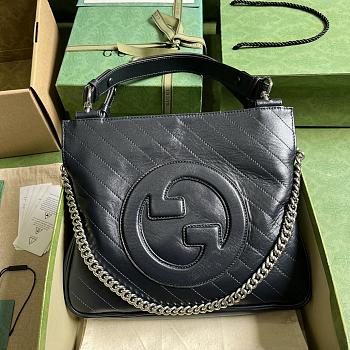 KITLIFE GUCCI BLONDIE LEATHER TOTE BAG BLACK - 30 x 24 x 6 cm