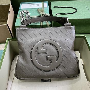 KITLIFE GUCCI BLONDIE LEATHER TOTE BAG GRAY - 30 x 24 x 6 cm