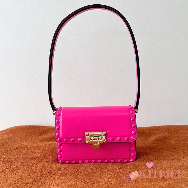 Kitlife Valentino Garavani Black Small Rockstud Flap Pink - 18.5x12x8 cm - 1