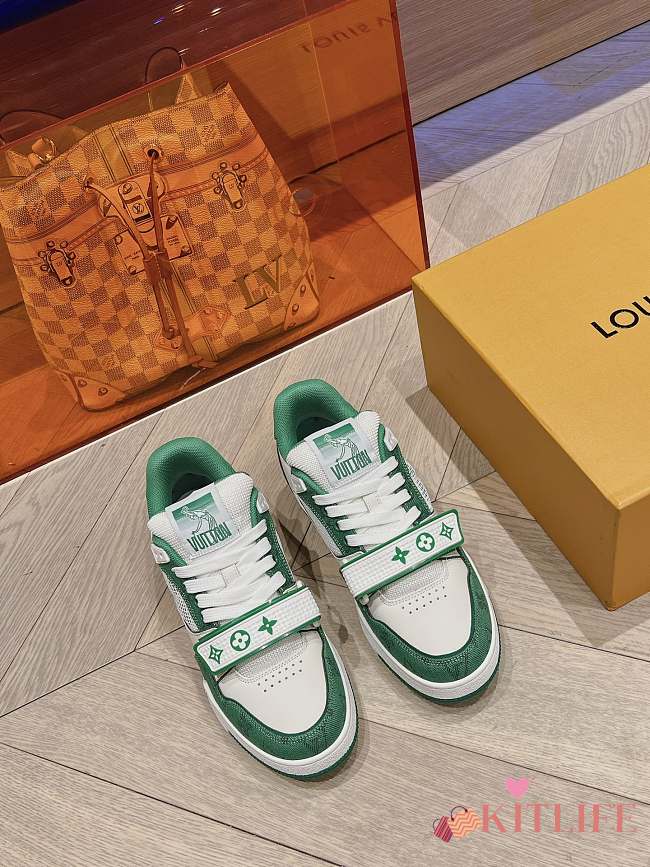 Kitlife LOUIS VUITTON Denim Monogram LV Trainer Sneakers Green - 1