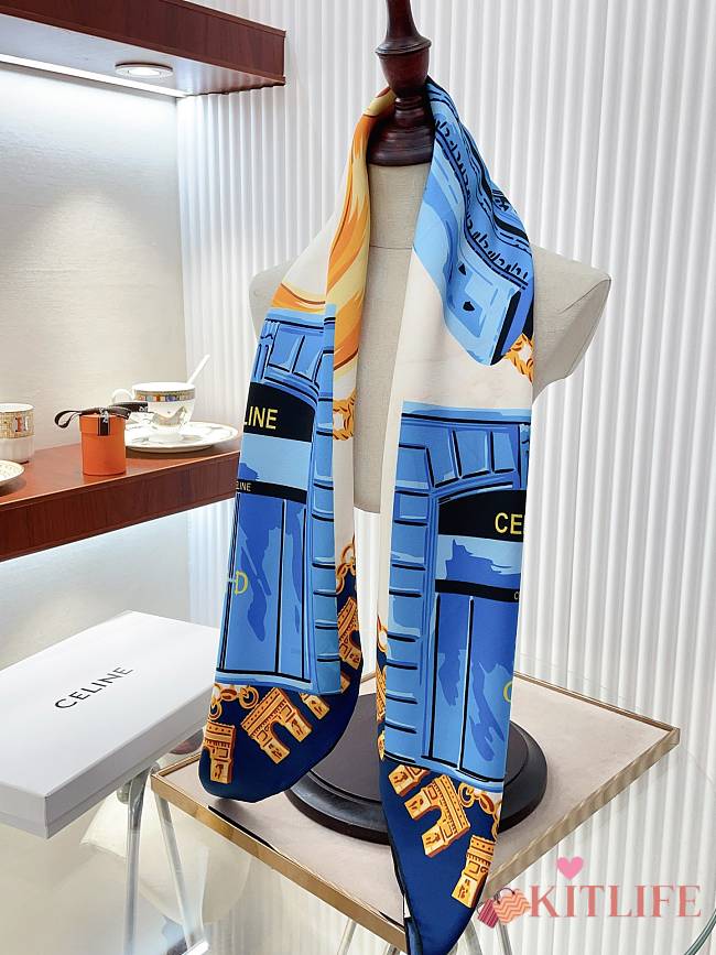 Kitlife Celine Square silk scarf Blue - 90 x 90 cm - 1