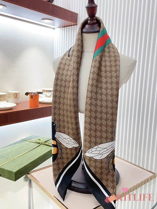 Kitlife Gucci Square silk scarf Brown - 90 x 90 cm - 1