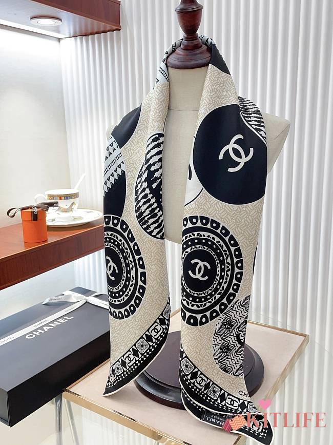 Kitlife Chanel Square silk scarf white - 90 x 90 cm - 1