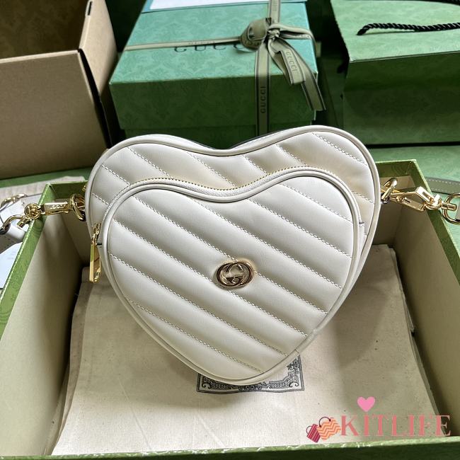 Kitlife Gucci BORSA A SPALLA GG MINI HEART White - 20x17.5x6.5 cm - 1