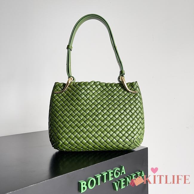 Kitlife Bottega Veneta Small Clicker Shoulder Bag Green - 28 x 10 x 24 cm - 1