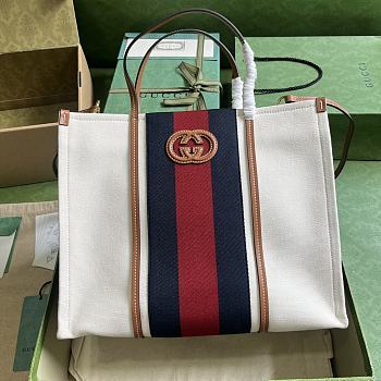 Kitlife Gucci Large Interlocking G Tote Bag In Canvas - 34 x 28 x 18.5 cm