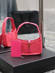 Saint Laurent Natural Le 5 À 7 Leather-trimmed Raffia Shoulder Bag Pink - 19×11.5×4.5cm - 1