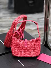 Saint Laurent Natural Le 5 À 7 Leather-trimmed Raffia Shoulder Bag Pink - 19×11.5×4.5cm - 5