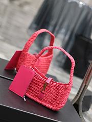 Saint Laurent Natural Le 5 À 7 Leather-trimmed Raffia Shoulder Bag Pink - 19×11.5×4.5cm - 2