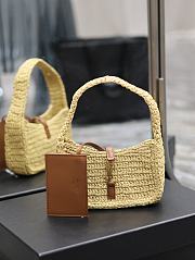 Saint Laurent Natural Le 5 À 7 Leather-trimmed Raffia Shoulder Bag Beige - 19×11.5×4.5cm - 1