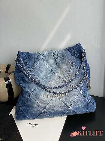 Kitlife CHANEL SS23 Denim Backpack with Silver-Tone Hardware - 39 x 42 x 8 cm