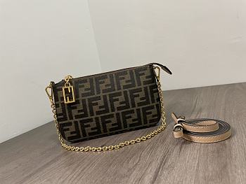 Kitlife Fendi Baguette Pouch Brown jacquard FF - 20 x 13 x 3 cm