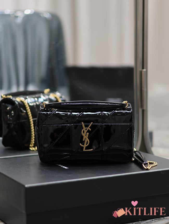 Kitlife Saint Laurent Jamie Flap Bag Quilted Patent Large Black - 20 x 12.5 x 6.5 cm - 1