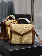 Kitlife SAINT LAURENT Cassandra Mini raffia shoulder bag Beige - 24.5 x 20 x 11.5 cm - 1