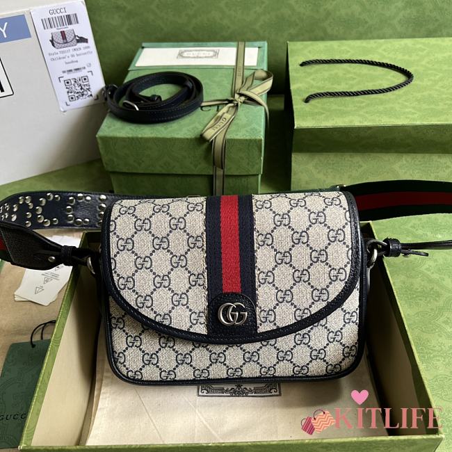 Kitlife Gucci Ophidia Mini GG Strips Shoulder Bag Ebony - 23 x 17 x 7 cm - 1