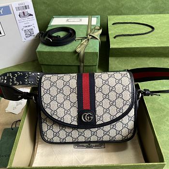 Kitlife Gucci Ophidia Mini GG Strips Shoulder Bag Ebony - 23 x 17 x 7 cm