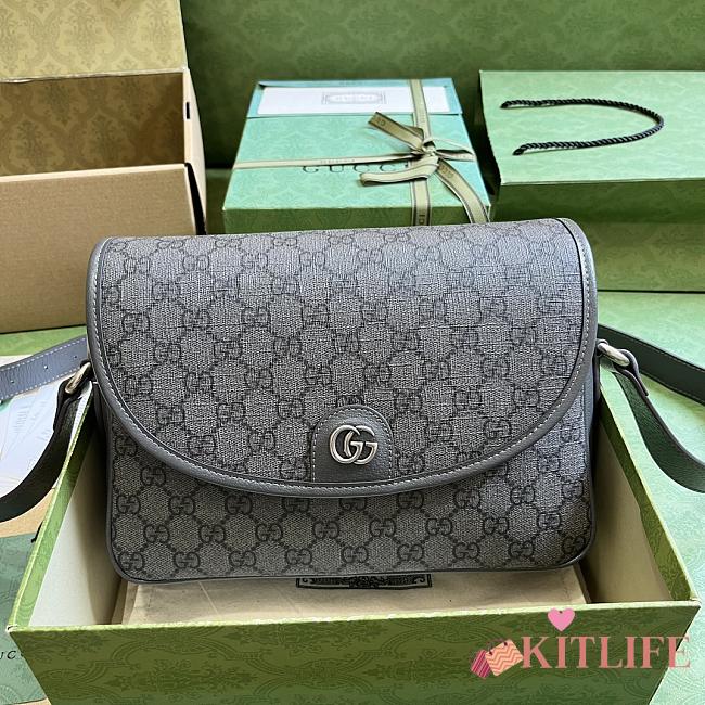 Kitlife Gucci Ophidia Mini GG Strips Shoulder Bag Ebony Gray - 27 x 20 x 7 cm - 1