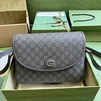 Kitlife Gucci Ophidia Mini GG Strips Shoulder Bag Ebony Gray - 27 x 20 x 7 cm