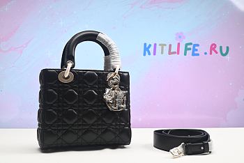 Kitlife Dior Lady Black silver hardware -  20 X 17 X 8CM